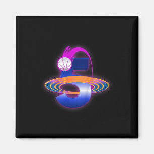 Kids 5 Year Old Space Bysketbyll 5th Birthday Part Magnet