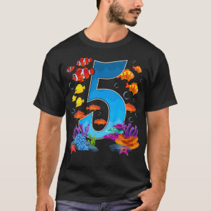 Kids 5 Year Old Under The Sea Birthday Ocean Fish T-Shirt