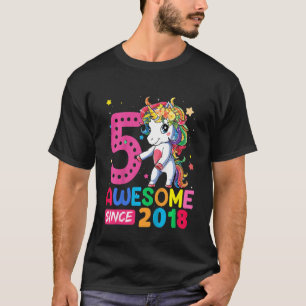 Kids 5 Year Old Unicorn Flossing 5th Birthday Girl T-Shirt