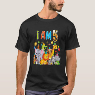 Kids 5 Year Old Zoo Animal Birthday Safari Jungle T-Shirt