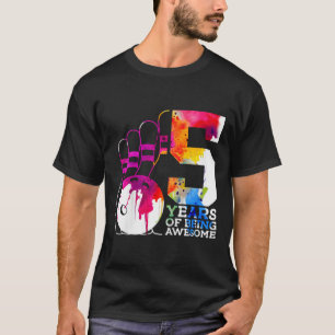 Kids 5 Years Of Being Awesome Bowling 5th Birthday T-Shirt
