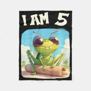 Kids 5 Years Old 5 Birthday Crickets Boy Girl Cric Fleece Blanket