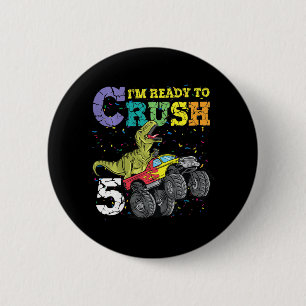 Kids 5 Years Old 5th Birthday Dinosaur Trex  boy g 6 Cm Round Badge