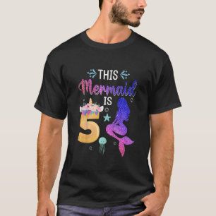 Kids 5 Years Old 5th Birthday Girl Unicorn Mermai T-Shirt