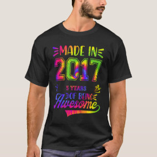 Kids 5 Years Old 5th Birthday Tie Dye Being Awesom T-Shirt