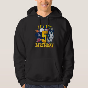 Kids 5 Years Old Astronaut Outer Space 5th Birthda Hoodie