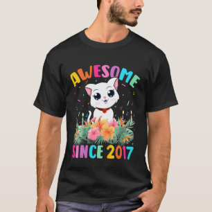 Kids 5 Years Old Cat Lover Awesome Since 2017 5th T-Shirt