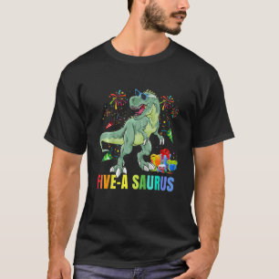 Kids 5 Years Old Dinosaur Birthday 5th Rex Dino Fi T-Shirt