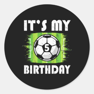 Kids 5 Years Old Kids Soccer Player 5th Birthday B Classic Round Sticker