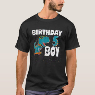 Kids 5 Years Old S 5Th Birthday Boy T Rex Dinosaur T-Shirt