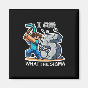 Kids 5 Years Old Sigma Pixel Art Mining Gamer Styl Magnet