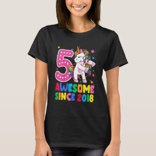 Kids 5 Years Old Unicorn Flossing 5th Birthday Gir T-Shirt