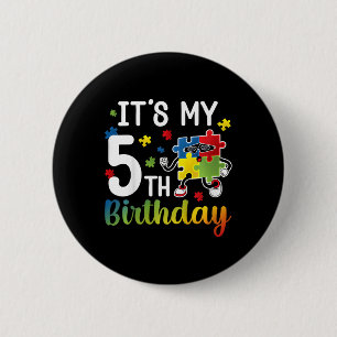 Kids 5th Autism Birthday Party Five Year Old Autis 6 Cm Round Badge