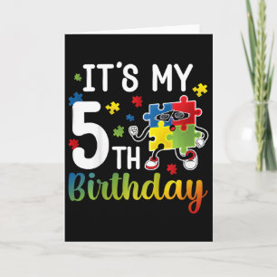 Kids 5th Autism Birthday Party Five Year Old Autis Card