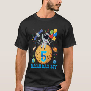 Kids 5th Birthday Astronaut Boy Space Theme 5 Year T-Shirt