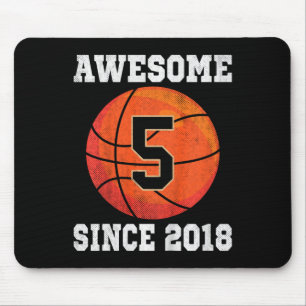 Kids 5th Birthday Basketball Lover 5 Years Old Vin Mouse Pad