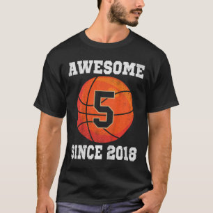Kids 5th Birthday Basketball Lover 5 Years Old Vin T-Shirt