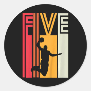 Kids 5th Birthday Basketball Lover Gift 5 Years Ol Classic Round Sticker