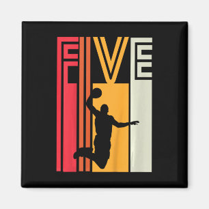 Kids 5th Birthday Basketball Lover Gift 5 Years Ol Magnet