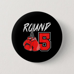Kids 5th Birthday Boxing Boy 5 Year Old Boxer Bday 6 Cm Round Badge
