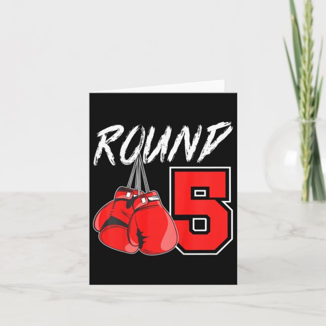 Kids 5th Birthday Boxing Boy 5 Year Old Boxer Bday Card (Front)