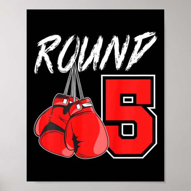 Kids 5th Birthday Boxing Boy 5 Year Old Boxer Bday Poster (Front)