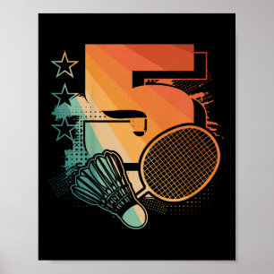 Kids 5th Birthday Boy Badminton Player Badminton 5 Poster