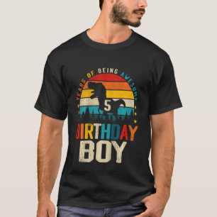 Kids 5th Birthday Boy Dinosaur Rex 5 Years Of Bein T-Shirt