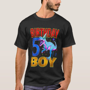 Kids 5th Birthday Boy Dinosaur T Rex Kids 5 Year O T-Shirt