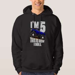 Kids 5th Birthday Boy  Monster Truck Rule Jam  Fiv Hoodie