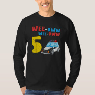Kids 5th Birthday Boy Police Officer Car T-Shirt