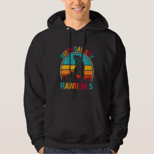 Kids 5th Birthday Boy Rawr I'm 5 Dinosaur Rex 5 Ye Hoodie