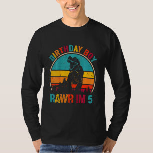 Kids 5th Birthday Boy Rawr I'm 5 Dinosaur Rex 5 Ye T-Shirt