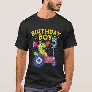 Kids 5Th Birthday Boy Rex 5 Year Old Gifts Dinosau T-Shirt