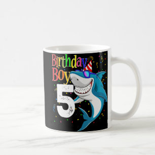 Kids 5th Birthday Boy Shark Jaw-Some Five Boys Coffee Mug