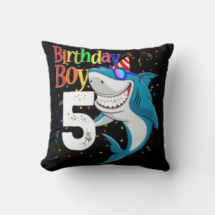 Kids 5th Birthday Boy Shark  Jaw-Some Five  Boys  Cushion