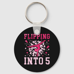 Kids 5th Birthday Cheerleading Girl Five Year Old Key Ring