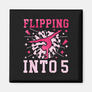 Kids 5th Birthday Cheerleading Girl Five Year Old  Magnet