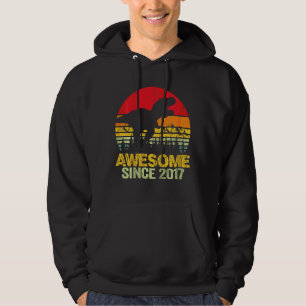 Kids 5th Birthday Dinosaur Trex Awesome Since 2017 Hoodie