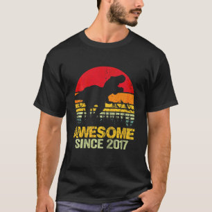 Kids 5th Birthday Dinosaur Trex Awesome Since 2017 T-Shirt