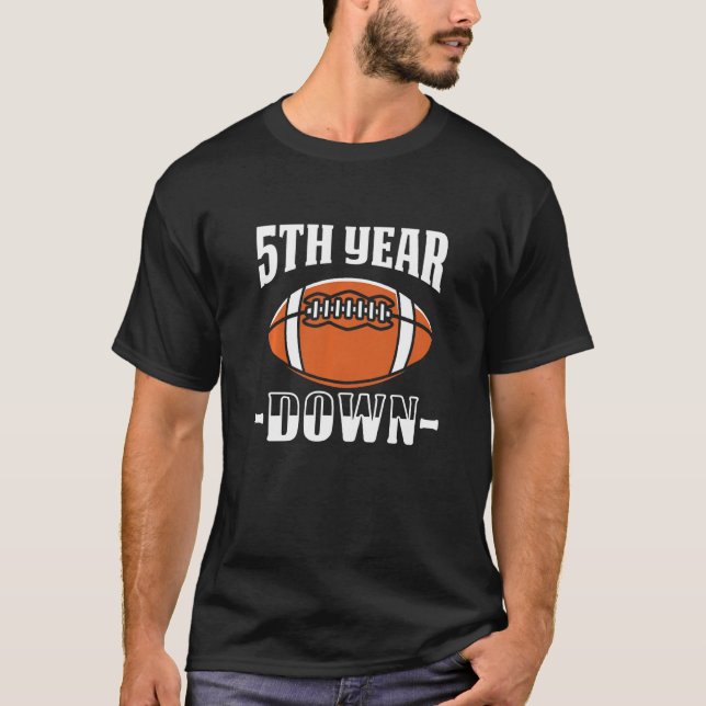 Kids 5th Birthday Football Touchdown 5 Year Old Bo T-Shirt (Front)