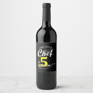 Kids 5th birthday gift Cook 5 year old Wine Label