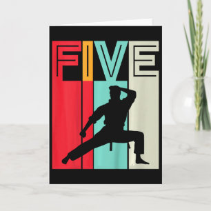 Kids 5th Birthday Gift Karate Retro Taekwondo Mart Card