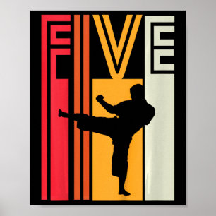 Kids 5th Birthday Gift Karate Retro Taekwondo Mart Poster