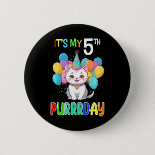 Kids 5th Birthday Girl Cat Shirt Fifth Bday Girl G 6 Cm Round Badge