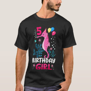 Kids 5th Birthday Girl Seahorse Ocean Birthday Fo T-Shirt