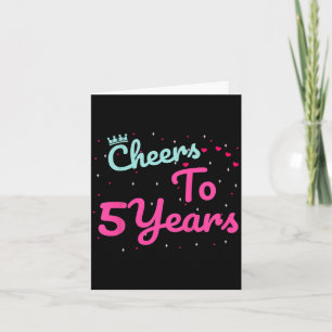 Kids 5th Birthday Girls Boys Quote Cheers To 5 Card