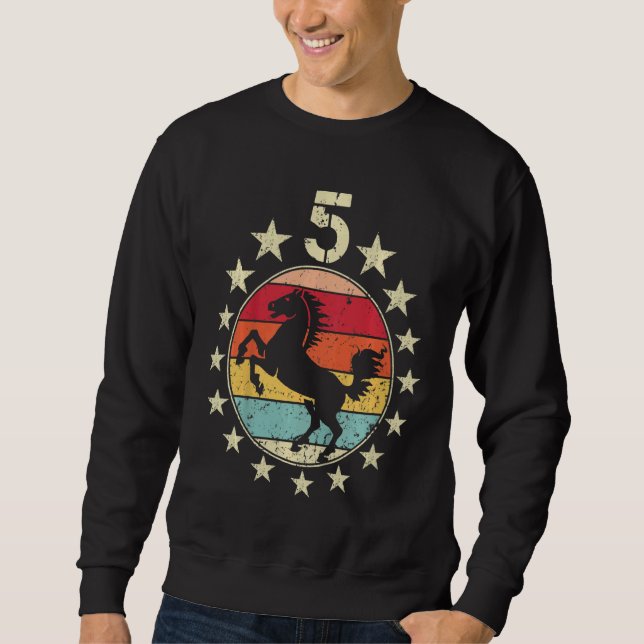 Kids 5th Birthday Horse Fifth 5 Year Old Birthday  Sweatshirt (Front)