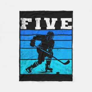Kids 5th Birthday Ice Hockey Boy And Gil Five Hock Fleece Blanket