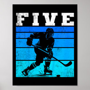 Kids 5th Birthday Ice Hockey Boy And Gil Five Hock Poster